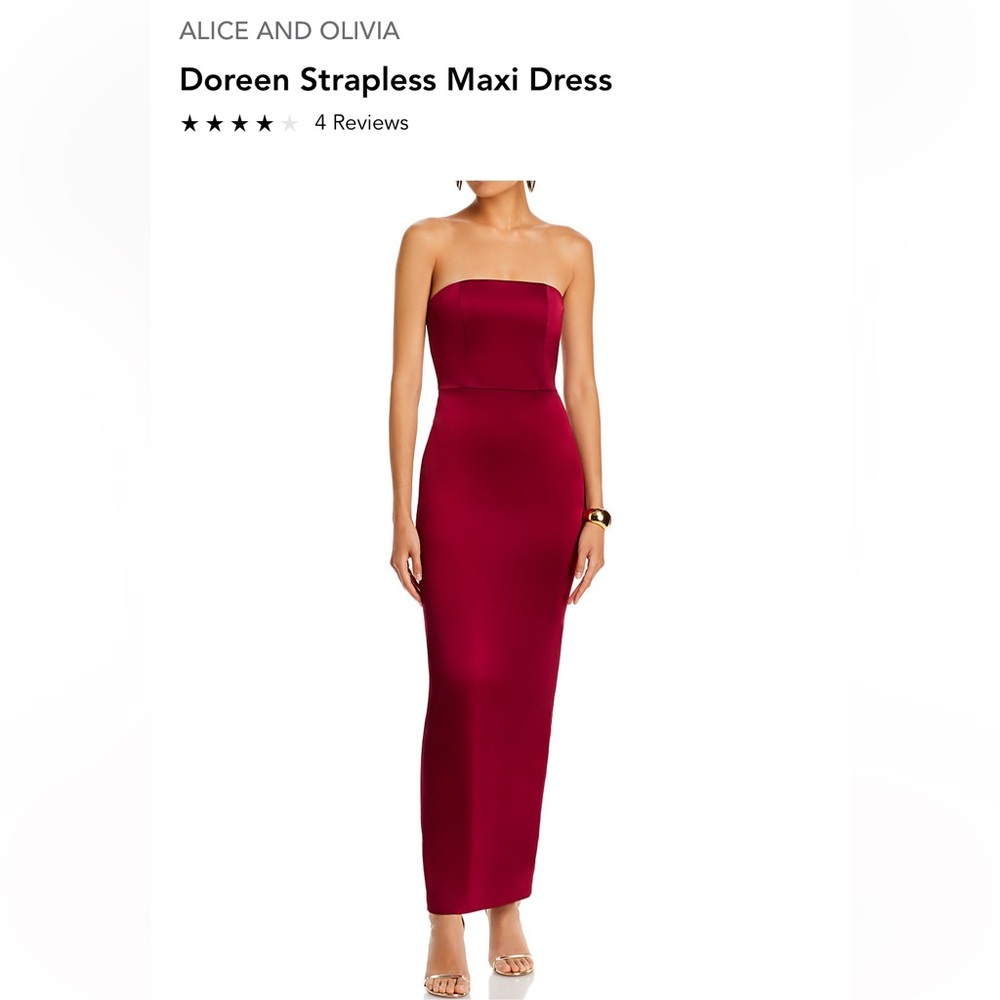 Alice + Olivia red strapless gown